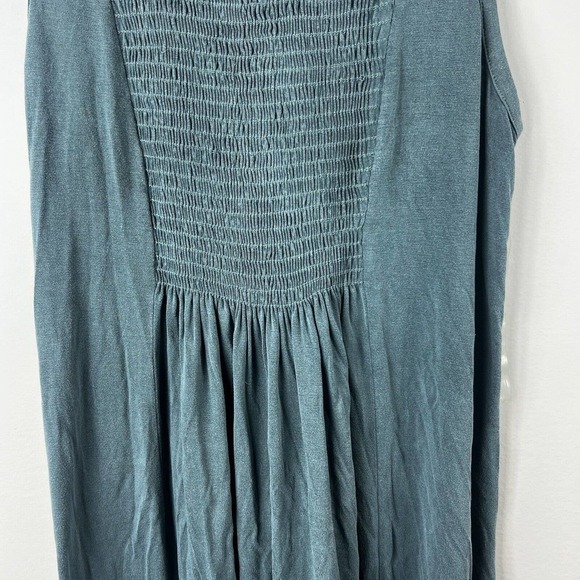 Alya Dark Forest Green Sleeveless Smocked Sundress Dress Sz S Corset back - Picture 3 of 12